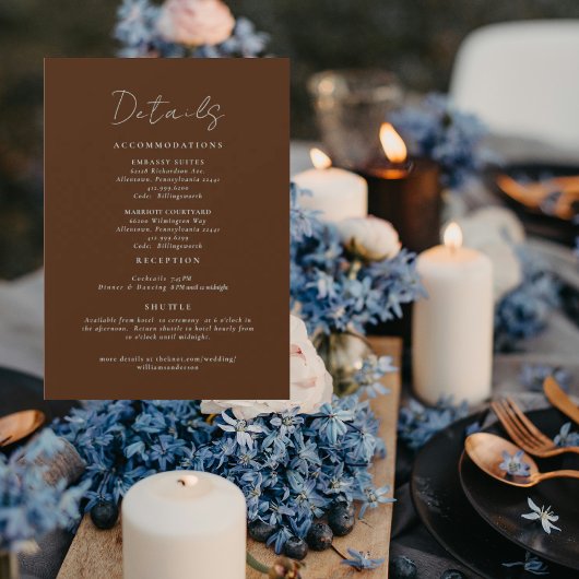 Invitation Simply Brown Wedding Details Enclosure