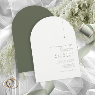 Invitation Simply Chic Mariage Pearl/Moss Green Arch ID1046