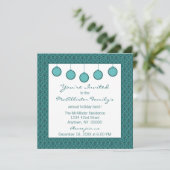 Invitation Simply Classic Damask Ornements Noël Turquoise (Debout devant)