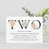 Invitation Simply Elegant Floral DEUX 2e fête d'anniversaire (Debout devant)