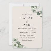 Invitation Simply Elegant Minimal Green Leaf Wedding (Devant)
