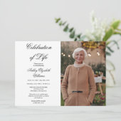 Invitation Simply Elegant Photo White Celebration of Life (Debout devant)