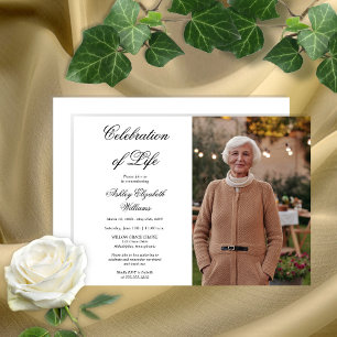 Invitation Simply Elegant Photo White Celebration of Life