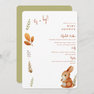 Invitation Simply mignon Boho Bunny C'est un Baby shower garç
