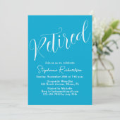 Invitation Simply Modern Script Bleu Aqua Retraite (Debout devant)