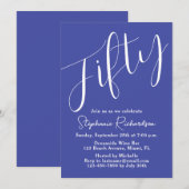 Invitation Simply Modern Script Lavender 50e anniversaire (Devant / Derrière)