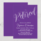 Invitation Simply Modern Script Violet Foncé Retraite (Devant / Derrière)