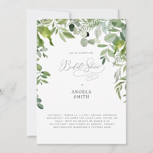 Invitation Simply Organic Greenery Baby Shower de mariage (Devant)