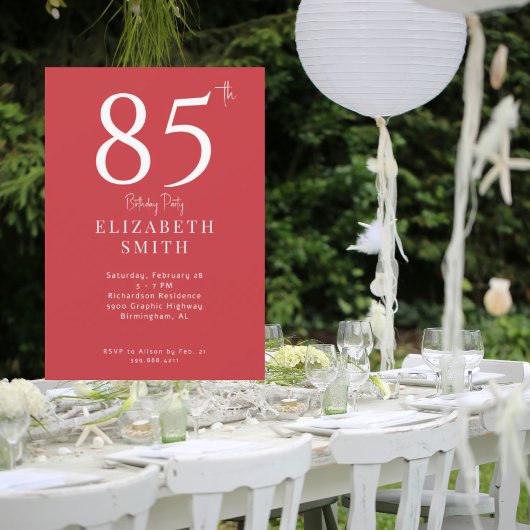 Invitation Simply Red Birday Party