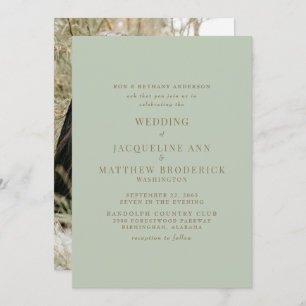 Invitation Simply Sage Photo Gold Mariage texte