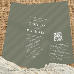 Invitation Simply Text Sage Green QR Code Mariage bohème