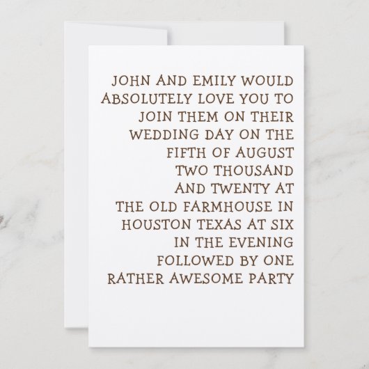 Invitation Simply Typography Amusants et Mariage informel (Devant)