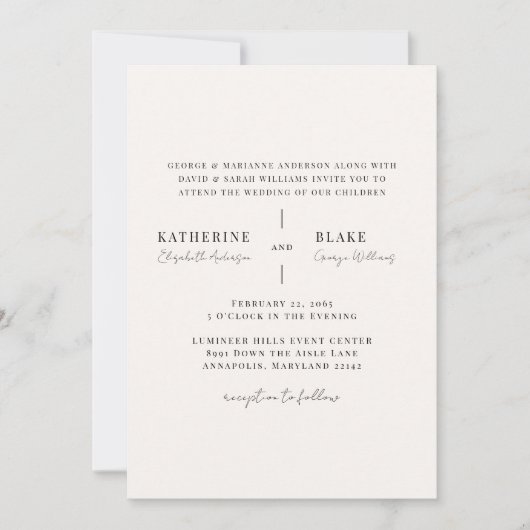 Invitation Simply Us Light Champagne Mariage moderne (Devant)