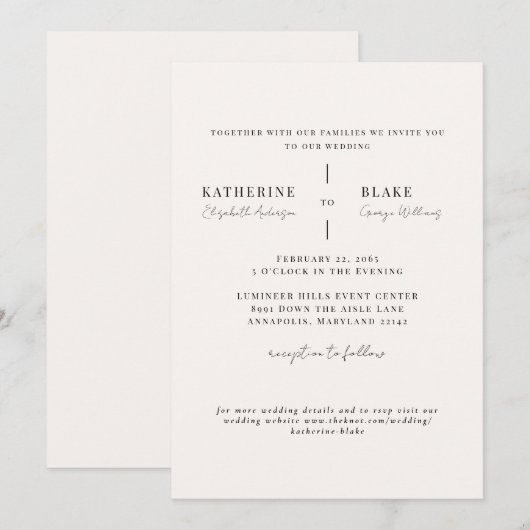 Invitation Simply Us Light Champagne Site Web Mariage II (Devant / Derrière)