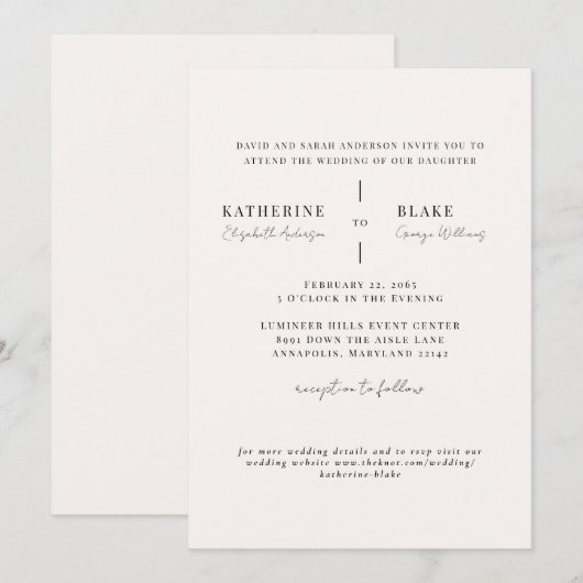 Invitation Simply Us Light Champagne Website Mariage (Devant / Derrière)