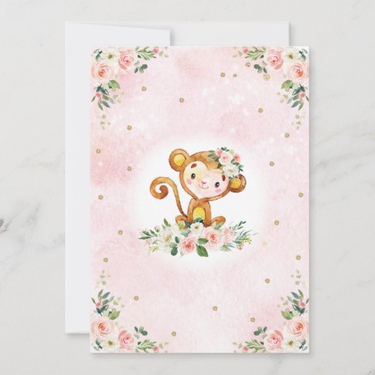 Invitation Singe 1er Anniversaire Blush Rose Floral Wild One (Dos)