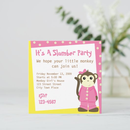 Invitation Singe au pyjama (Debout devant)