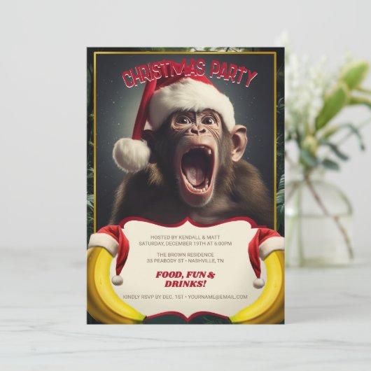 Invitation Singe de Noël (Debout devant)