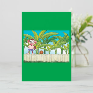 Invitation Singe et escargot dans une scène de jungle tropica