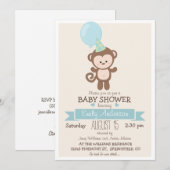 Invitation Singe Garçon, Zoo Jungle Baby shower animal (Devant / Derrière)