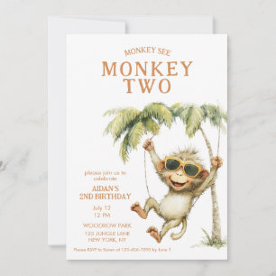 Invitation Singe voit singe deux deuxième anniversaire
