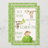 Invitation Singes se balançant des arbres Fête d'anniversaire (Devant / Derrière)