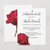 Invitation Single Red Rose Celebration of Life  Card (Devant / Derrière)