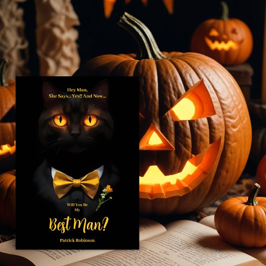 Invitation Sinister Cat's Glowing Yellow Eyes Best Man 