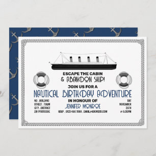Invitation Sinking Ship Theme Escape Room, fête d'anniversair