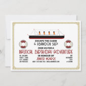 Invitation Sinking Ship Theme Escape Room, fête d'anniversair (Devant)