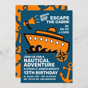 Invitation Sinking Ship Theme Escape Room, fête d'anniversair