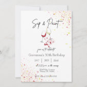 Invitation Sip and Paint Wine Peinture Anniversaire Invitatio (Devant)