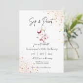 Invitation Sip and Paint Wine Peinture Anniversaire Invitatio (Debout devant)