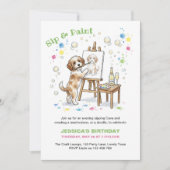 Invitation Sip and Paint Your Pet Cava Birthday Party (Devant)