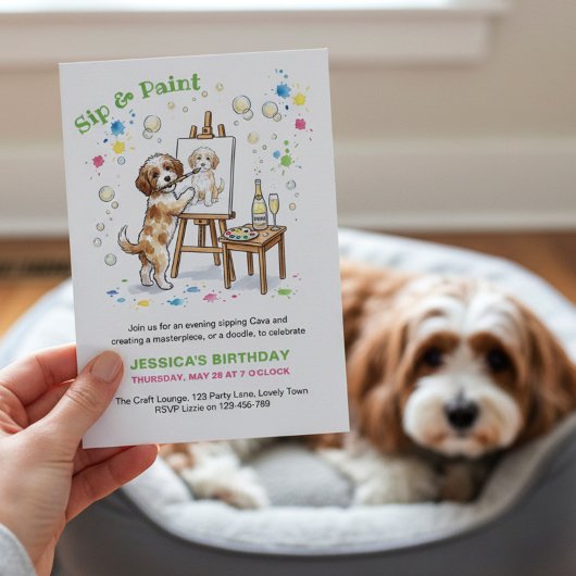 Invitation Sip and Paint Your Pet Cava Birthday Party