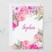 Invitation Sip and See Baby Floral Rose rose (Dos)