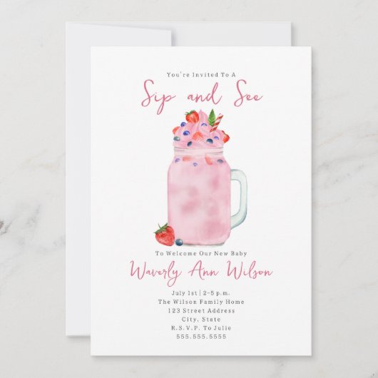 Invitation Sip and See Berry Smoothie (Devant)