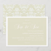 Invitation Sip And See Damassé Crème & Blanc (Devant / Derrière)