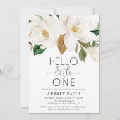 Invitation Sip and See gender neutre blanc floral rustique (Devant)