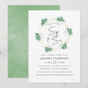 Invitation Sip and See Géométrique et Succulente A