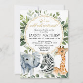 Invitation Sip and See safari baby shower, rencontre bienvenu (Devant)