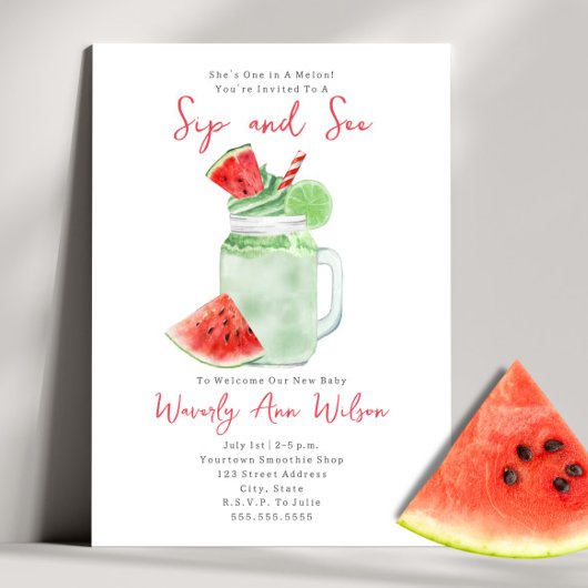 Invitation Sip and See Watermelon Smoothie