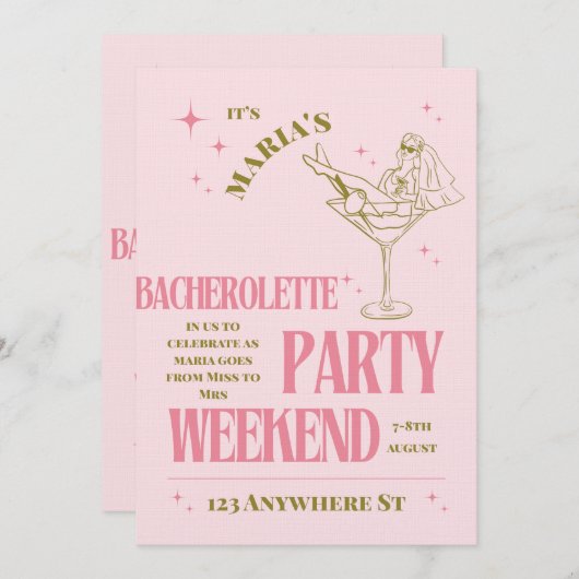 Invitation Sip, Celebrate, & Sparkle – Bachelorette Bash (Devant / Derrière)