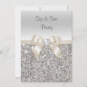 Invitation Sip de champagne en argent et voir les séquences (Devant)