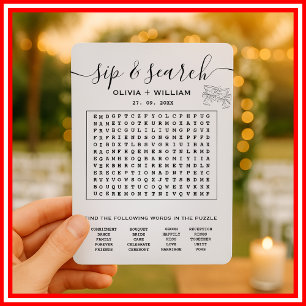 Invitation Sip et recherche Mariage Word personnalisé Puzzle 