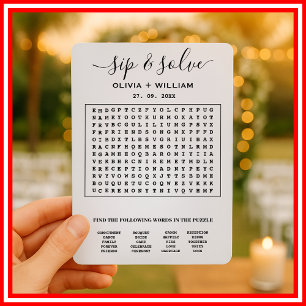 Invitation Sip et recherche Mariage Word personnalisé Puzzle