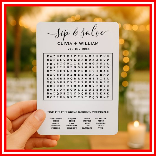 Invitation Sip et recherche Mariage Word personnalisé Puzzle
