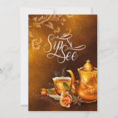 Invitation Sip et voir Baby shower Nostalgale Gold Tea Party (Devant)