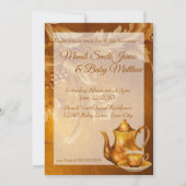 Invitation Sip et voir Baby shower Nostalgale Gold Tea Party (Dos)