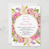 Invitation Sip et voir bébé fille rose pâle rose pastel flora (Devant)